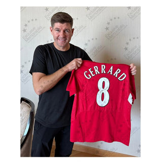 เสื้อแข่งลิเวอร์พูลลิขสิทธิ์แท้ Steven Gerrard ชุดแชมป์ยุโรปปี 2005 มาพร้อมลายเซ็นและกรอบสุดพรีเมี่ยม