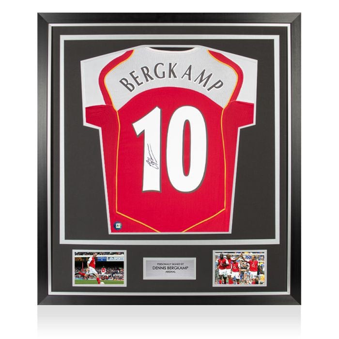 เสื้อแข่งอาร์เซน่อลลิขสิทธิ์แท้ รุ่น DENNIS BERGKAMP ปี 2004/2005 มาพร้อมลายเซ็นและกรอบสุดพรีเมี่ยม