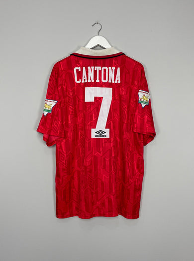 เสื้อแข่งมือสองลิขสิทธิ์แท้แมนเชสเตอร์ ยูไนเต็ด ปี 1992/94 รุ่น Cantona ไซส์ XXL ยี่ห้อ UMBRO