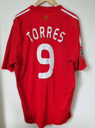 เสื้อแข่งมือสองลิขสิทธิ์แท้ ลิเวอร์พูล ปี 2008-10 รุ่น Torres ไซส์ XL ในกรอบสวยหรู