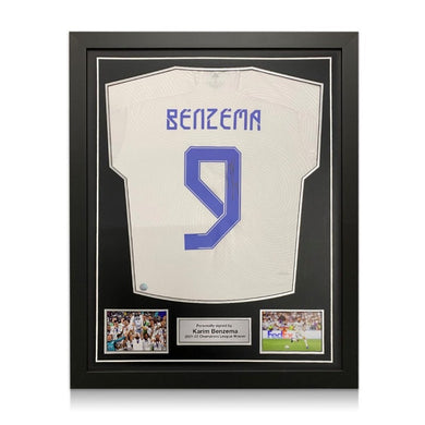 เสื้อแข่งรีล มาดริดลิขสิทธิ์แท้ Karim Benzema ปี 2021-2022 มาพร้อมลายเซ็นและกรอบสุดพรีเมี่ยม