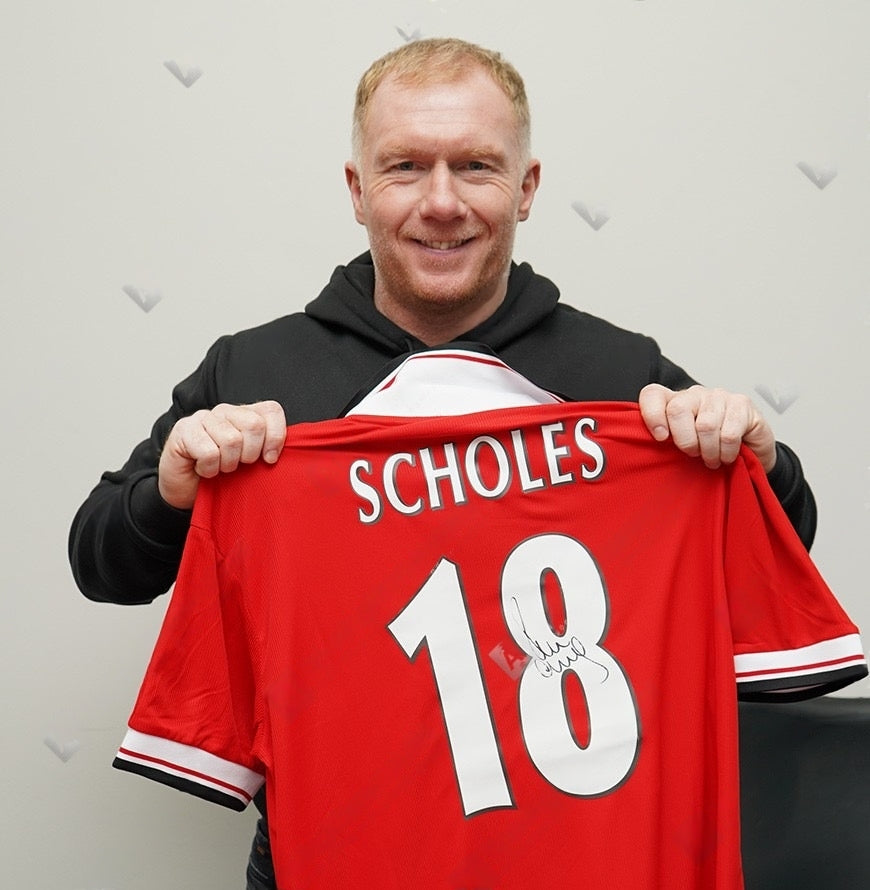 เสื้อแข่งแมนเชสเตอร์ยูไนเต็ดลิขสิทธิ์แท้ Paul Scholes ปี 1999 มาพร้อมลายเซ็นและใบเซอร์รับรอง